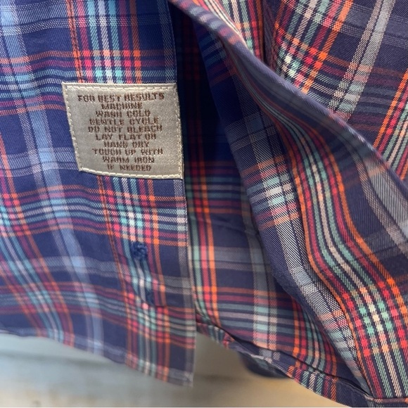 Peter Millar Plaid Button Up Shirt Mens Size Large Blue Pink Pocket - Picture 8 of 11